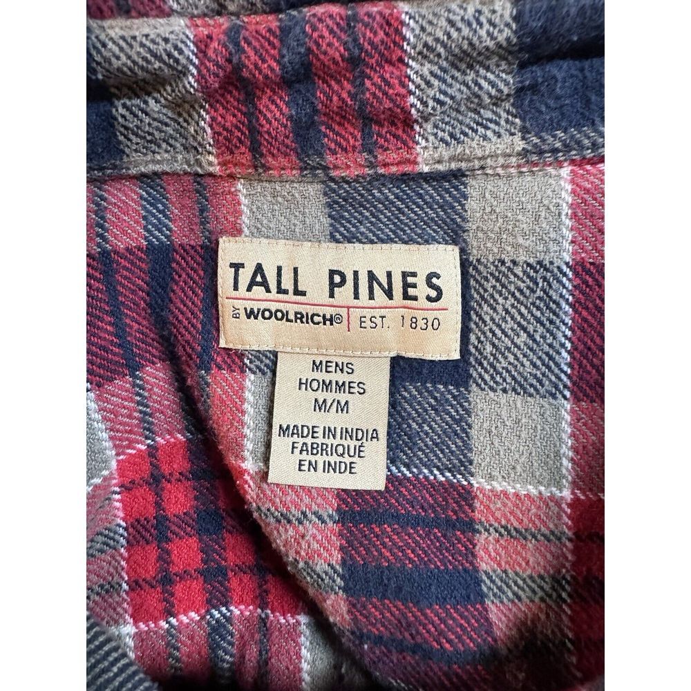 Vintage Tall Pines Button Up Flannel Men M Red Plaid Long Sleeve 100% Cotton - Picture 2 of 10